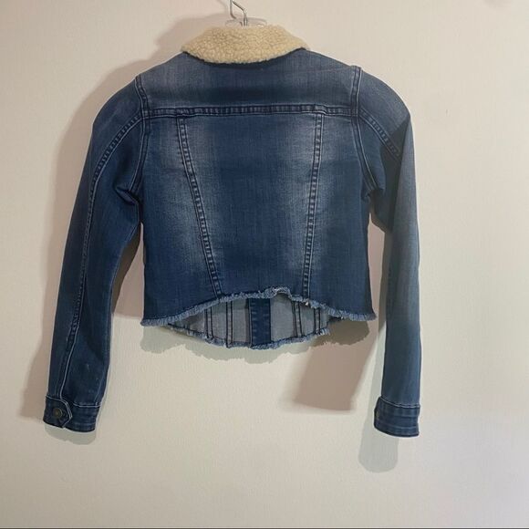 Hudson Jeans Crop Denim Jacket w/Faux Shearling - Picture 6 of 7